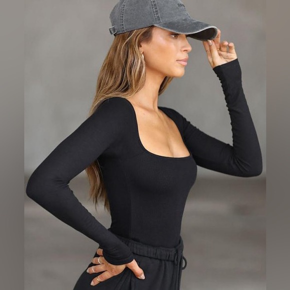 Joah Brown Square Neck Long Sleeve Top - Picture 3 of 6